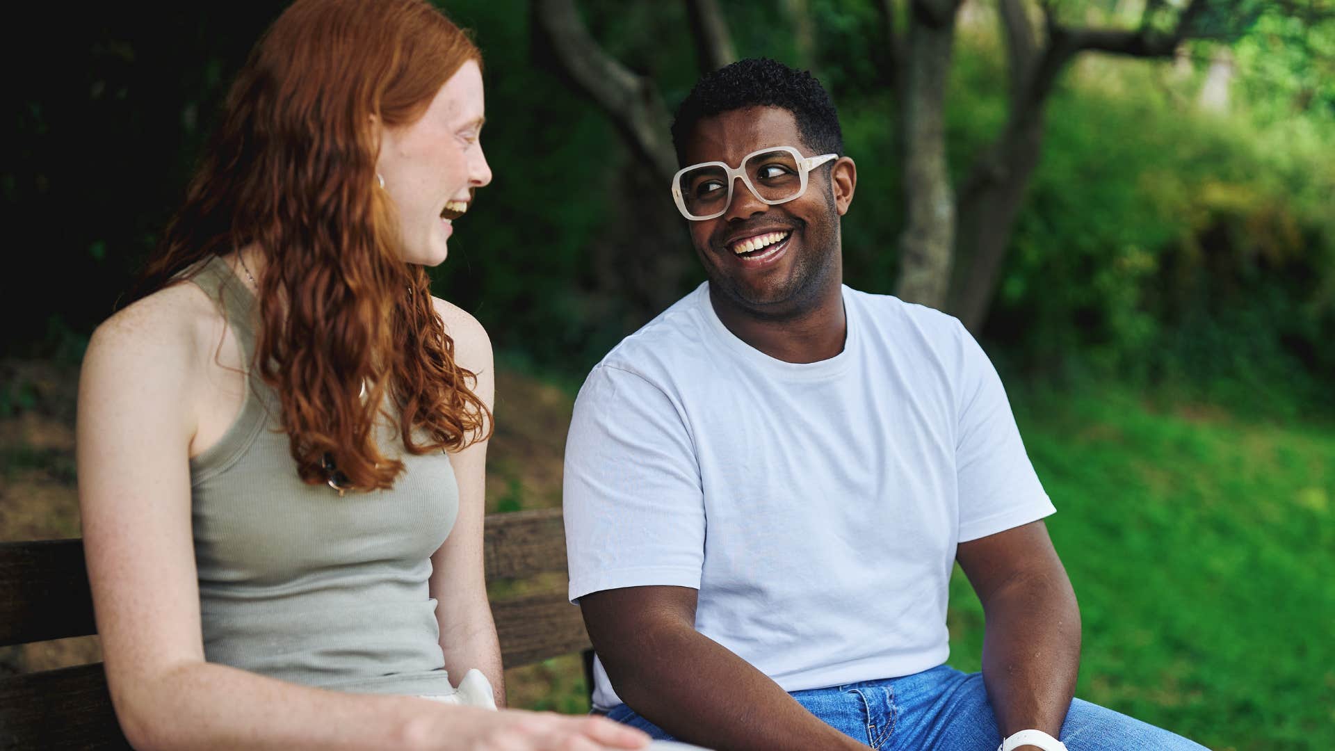 manipulative man bragging about his skills to a friend outside
