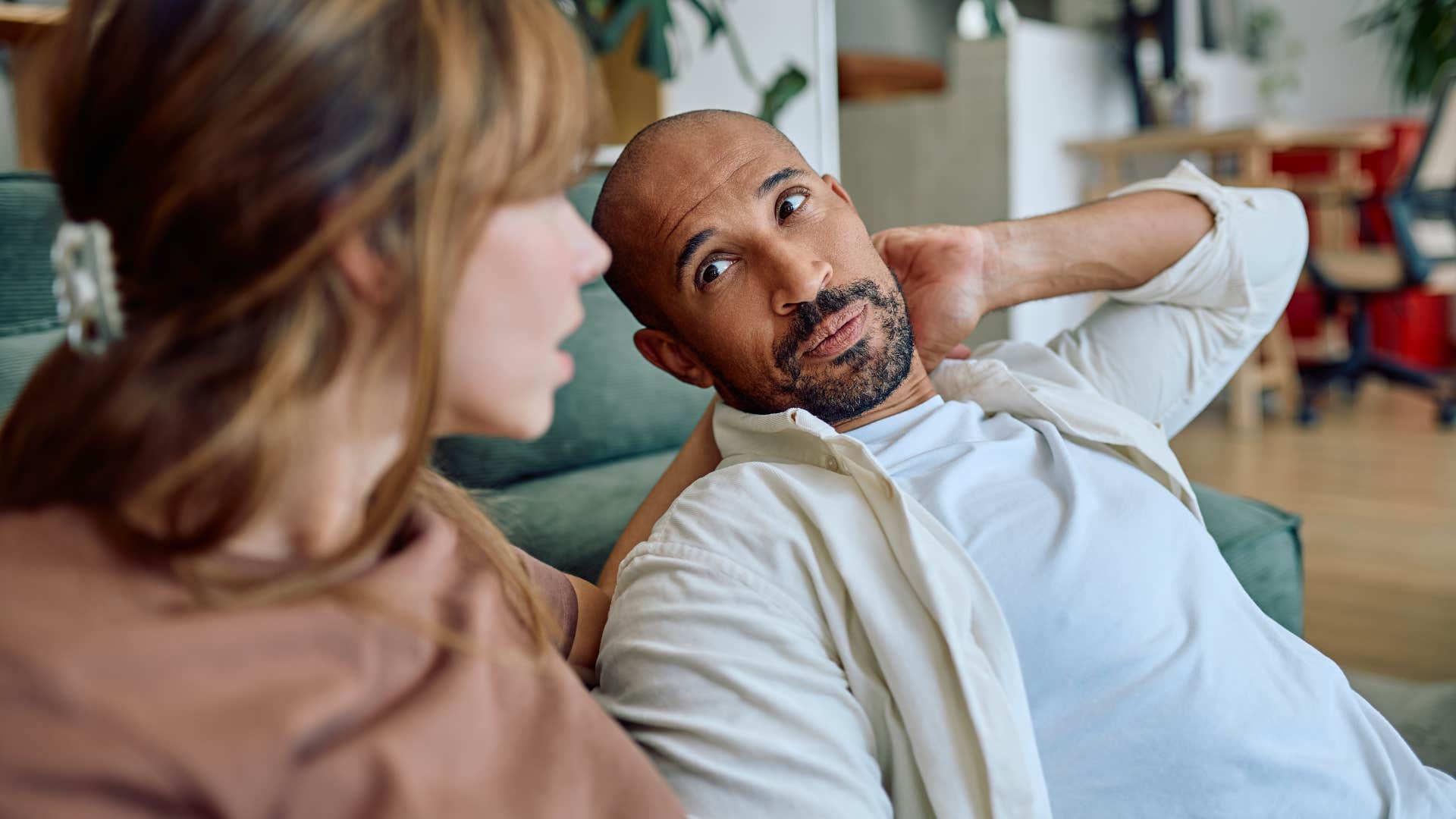 man with self-control talking to partner saying i can see how upsetting this is for you