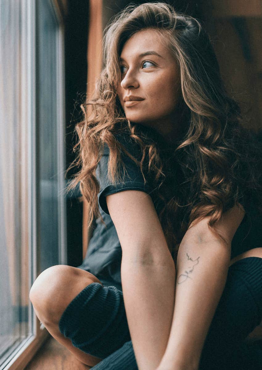 calm young woman complaining less