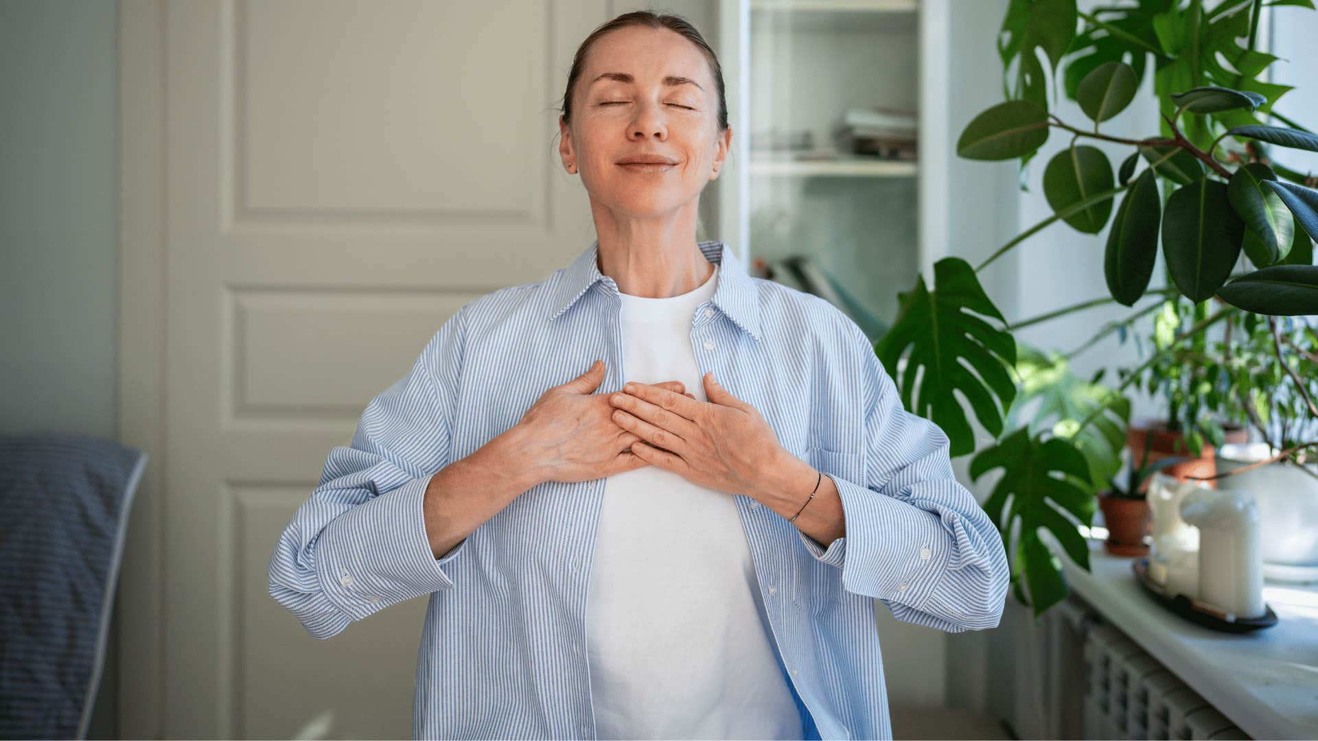 woman feeling relieved after getting away from her family