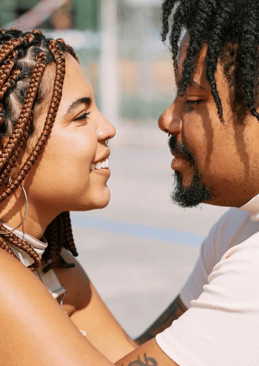 couple looking at each other reading their minds