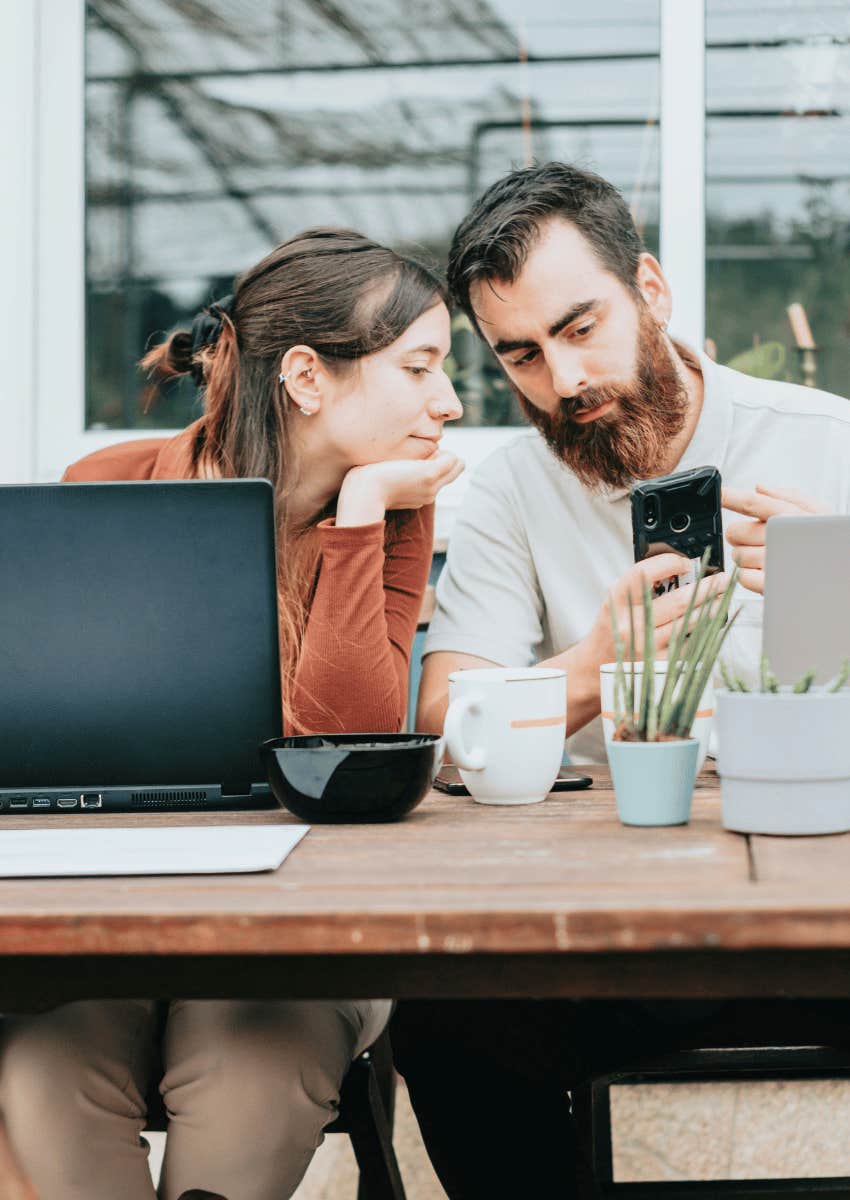 couple looking at phone together