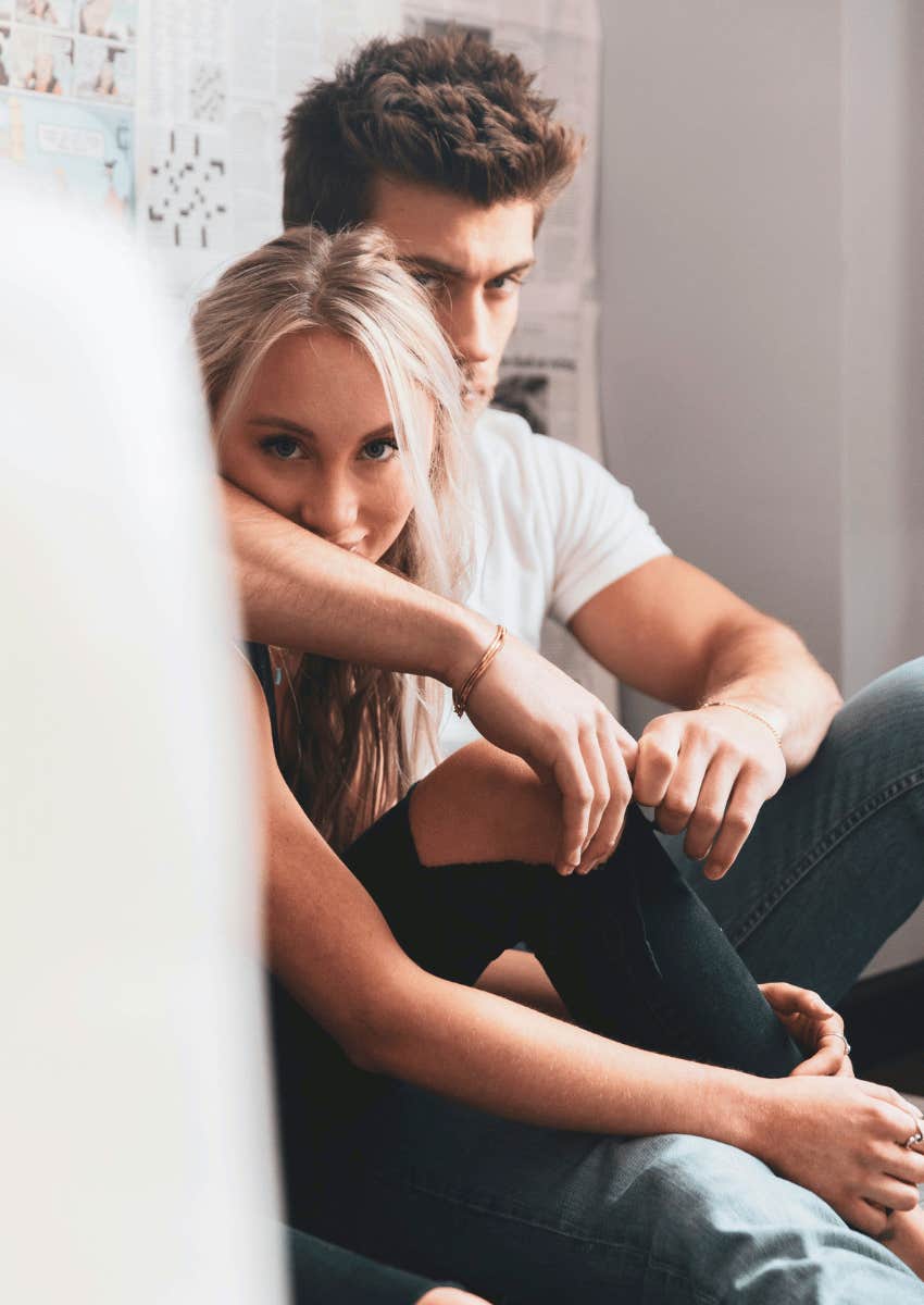 couple sitting close together