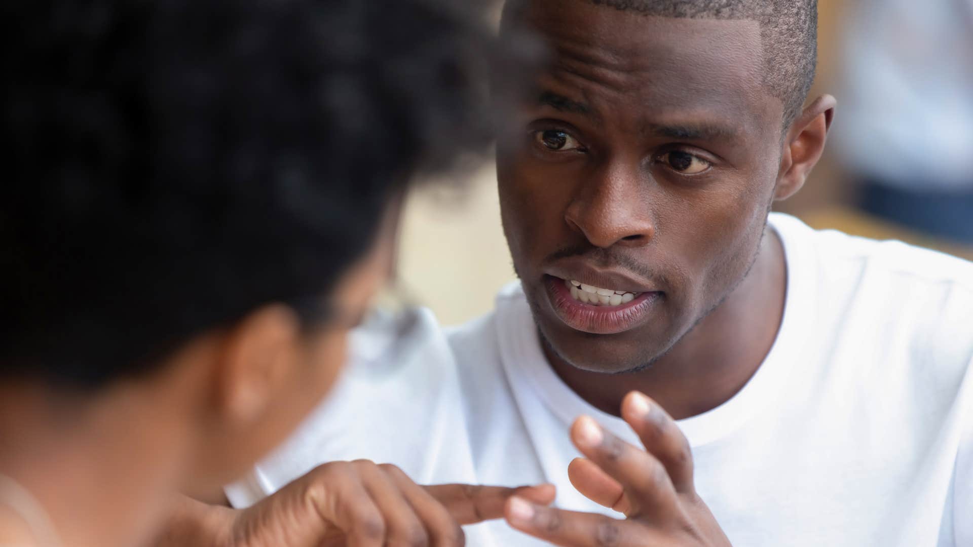 manipulative man saying to partner i'm not telling you again