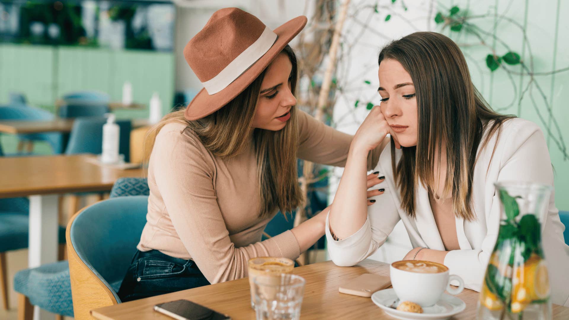 attention-seeking woman telling concerned friend why does this always happen to me