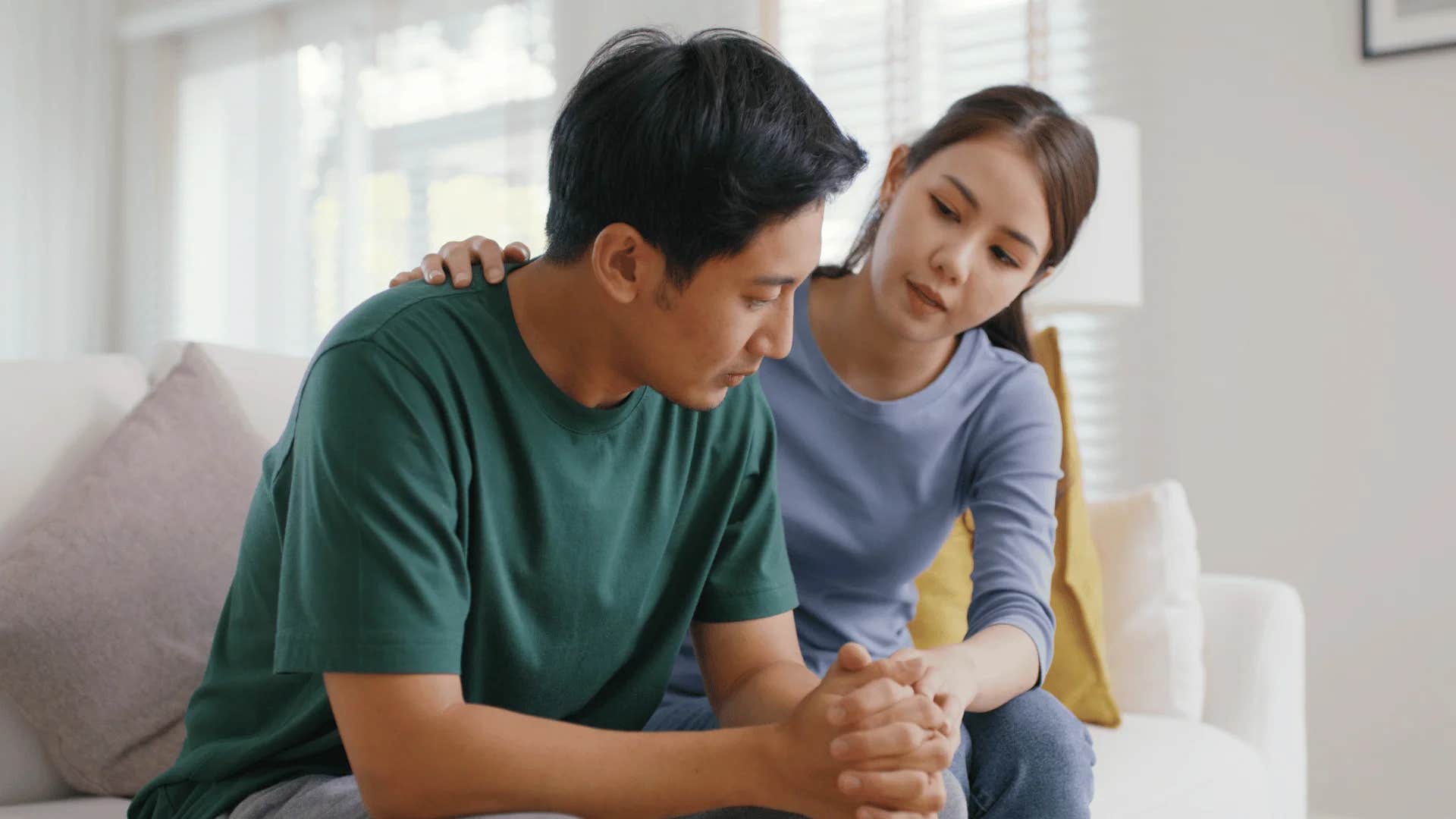 woman taking care of sick partner showing her love