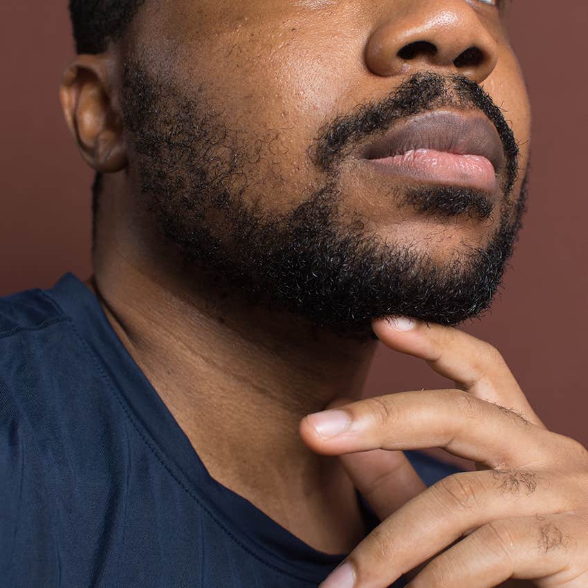 closeup of man with round chin