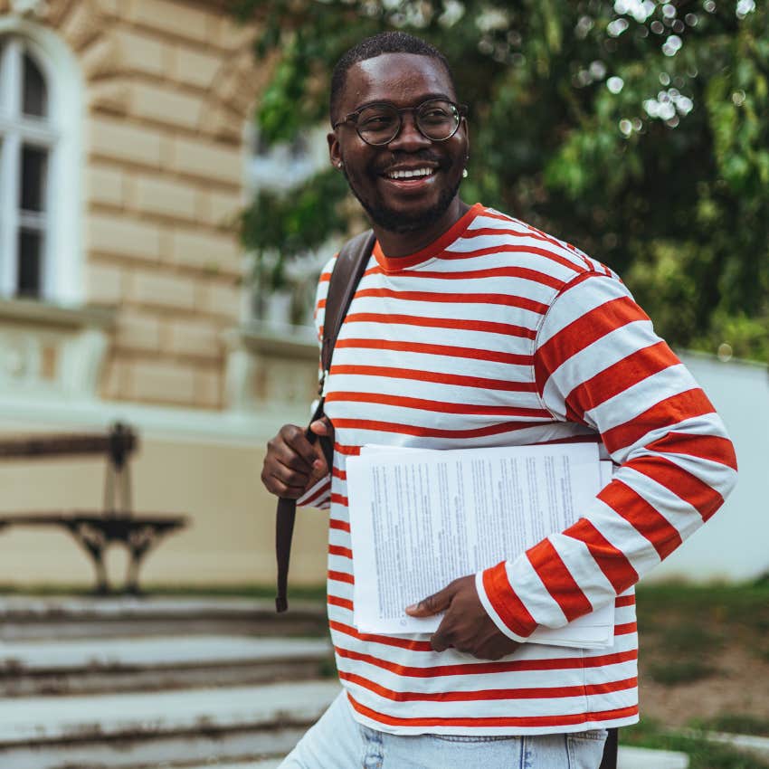 gen z student outside on campus