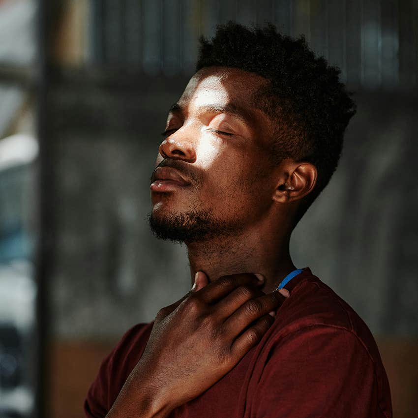 man practicing mindfulness with closed eyes