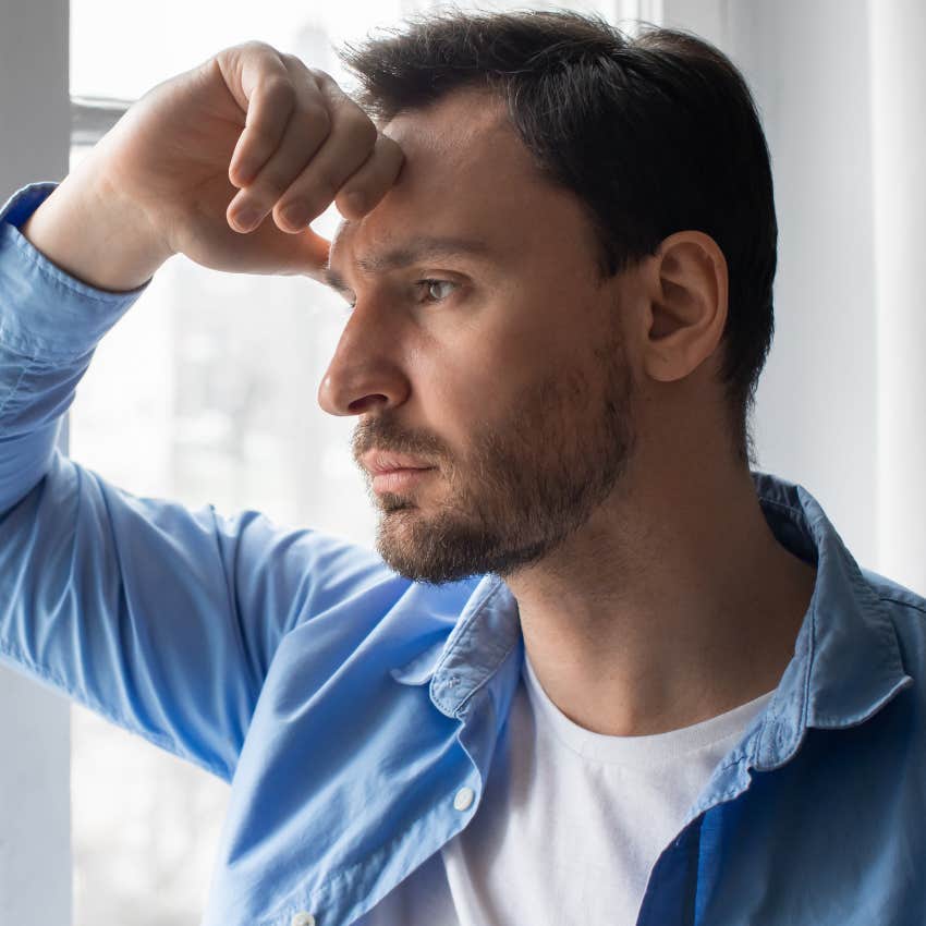 man blaming himself for everything looking sad