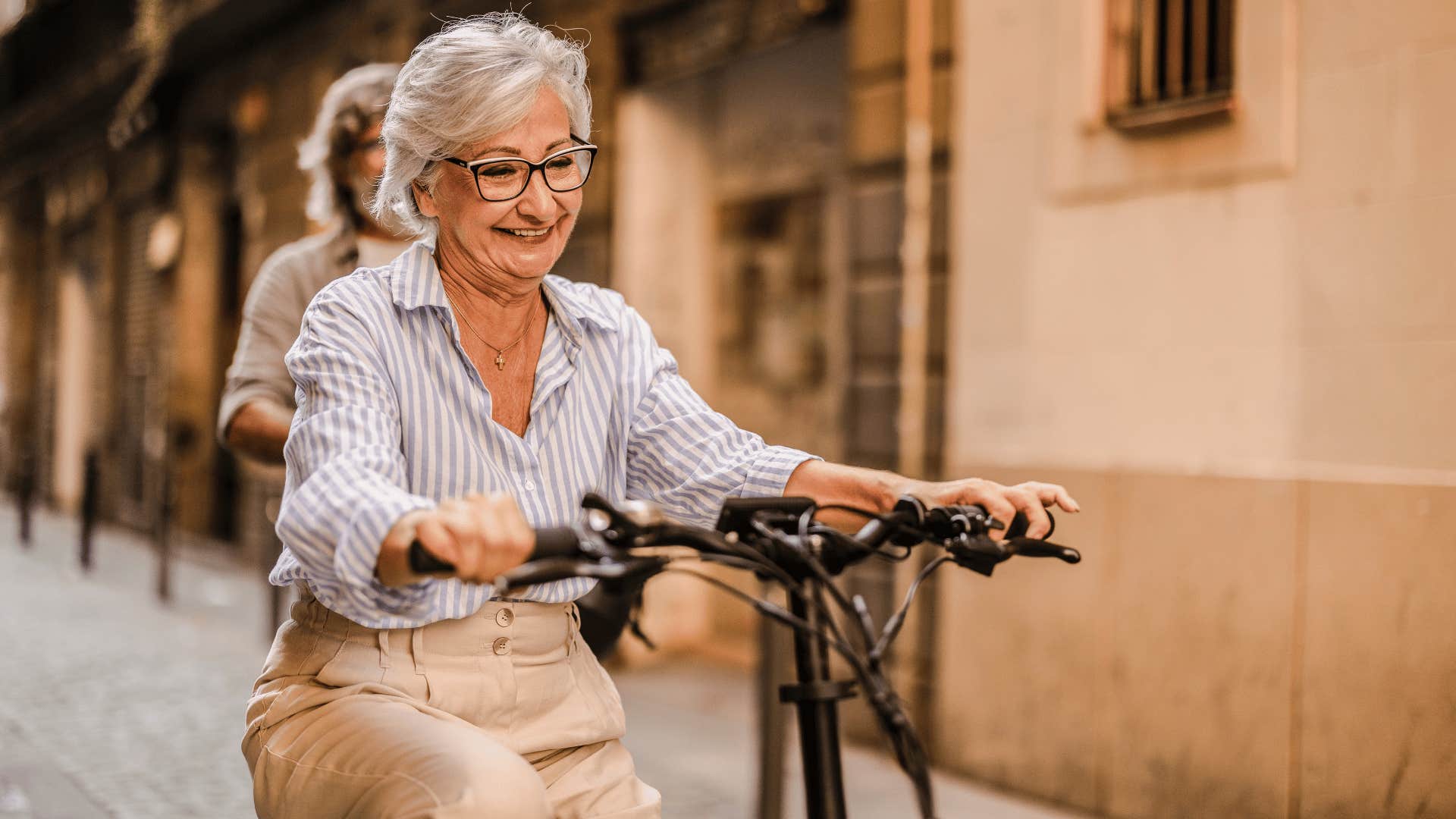 high iq woman refusing to stay in her comfort zone riding a scooter