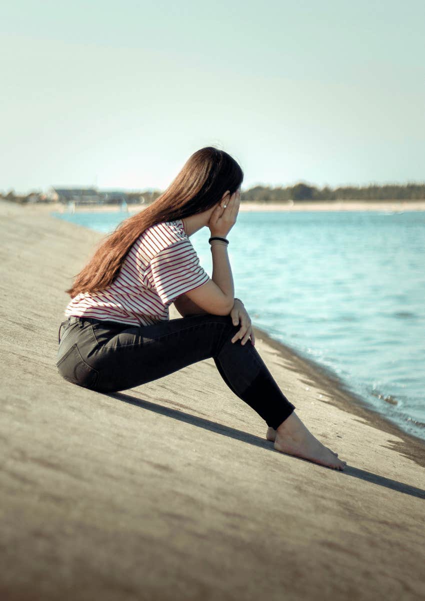 hopeless woman experiencing a subtle sign of depression