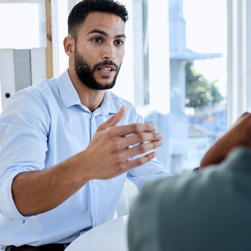 man who lacks emotional depth telling colleague you're wrong