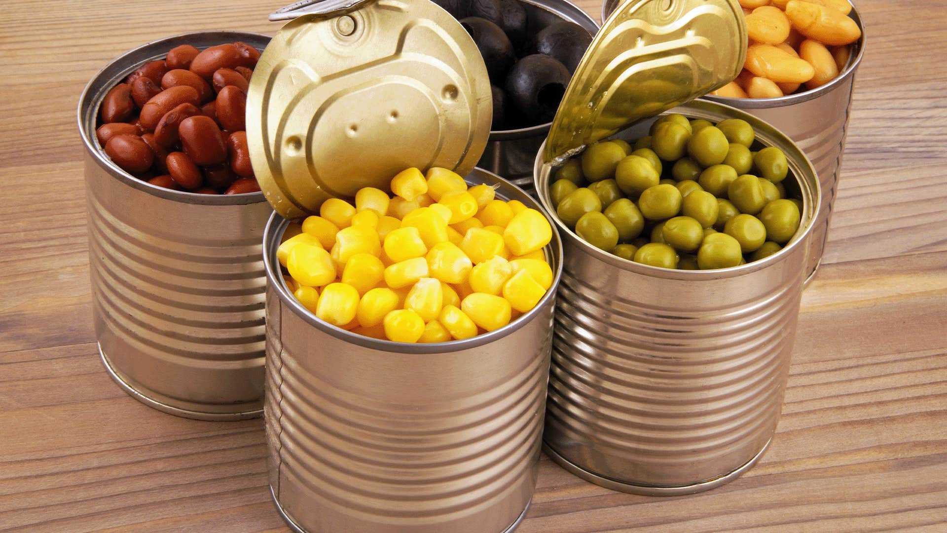 kitchen stocked with canned goods