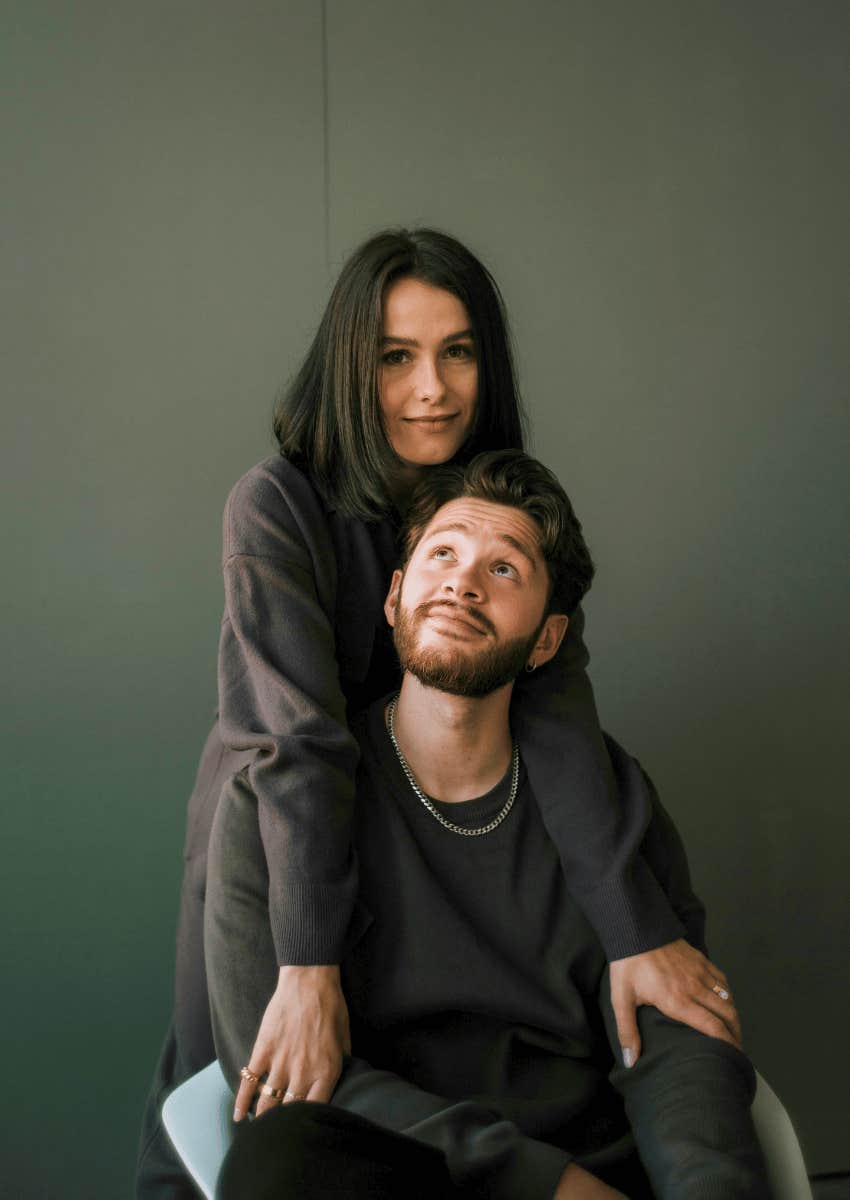 man being inspired by his female partner