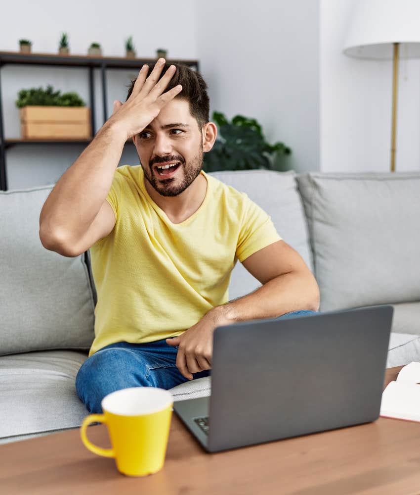 forgetful man realizes he didn't follow through