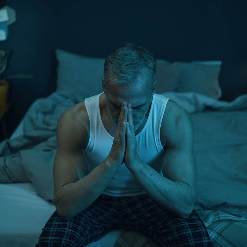 man talking to higher self at night