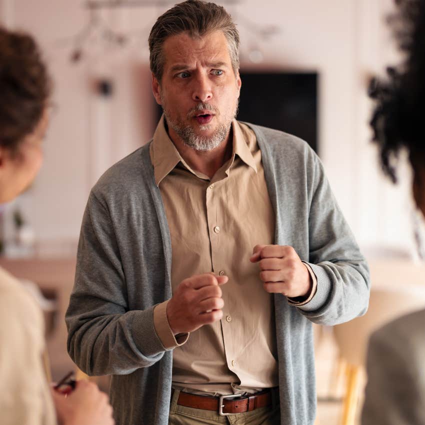 manipulative man telling his friends you need help