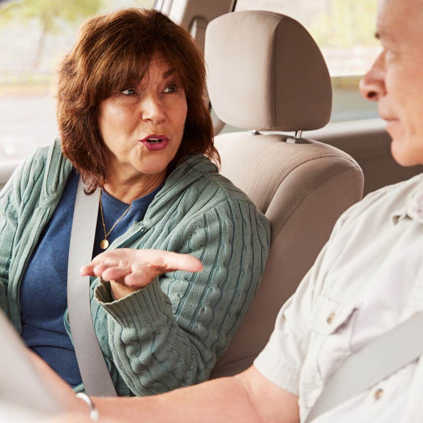 manipulative woman aggressively telling partner you're lucky to have me