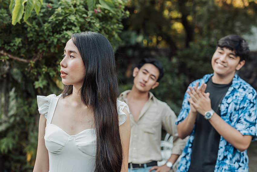 sexist men who have psychological issues catcall a woman
