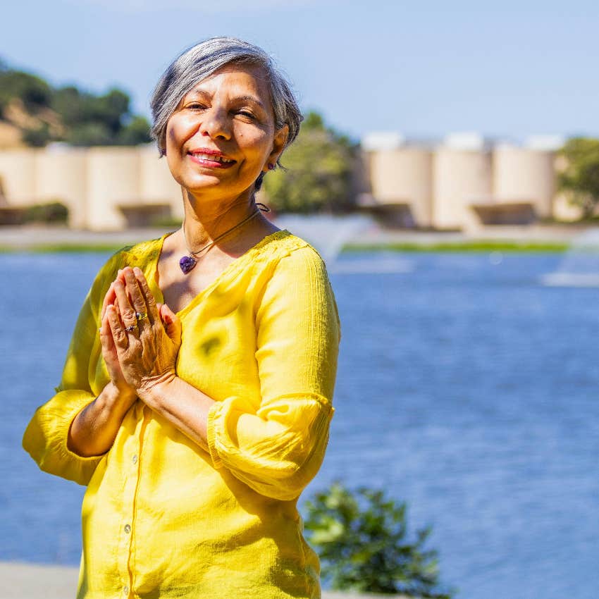 woman expressing gratitude