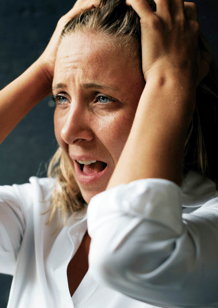 middle age woman crying