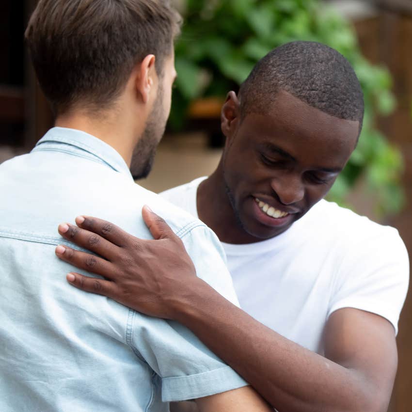 millennial friends greeting each other with term home skillet