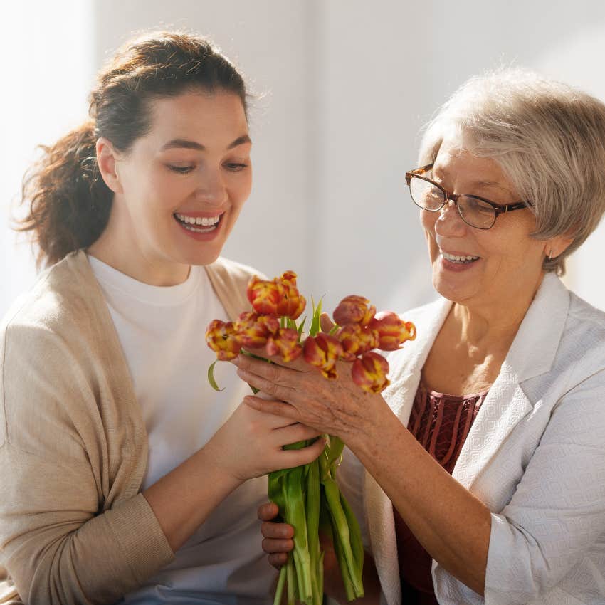 young mom celebrating mother's day with her own mom