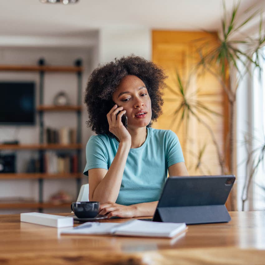 woman negotiating bills over the phone using debt collector's trick