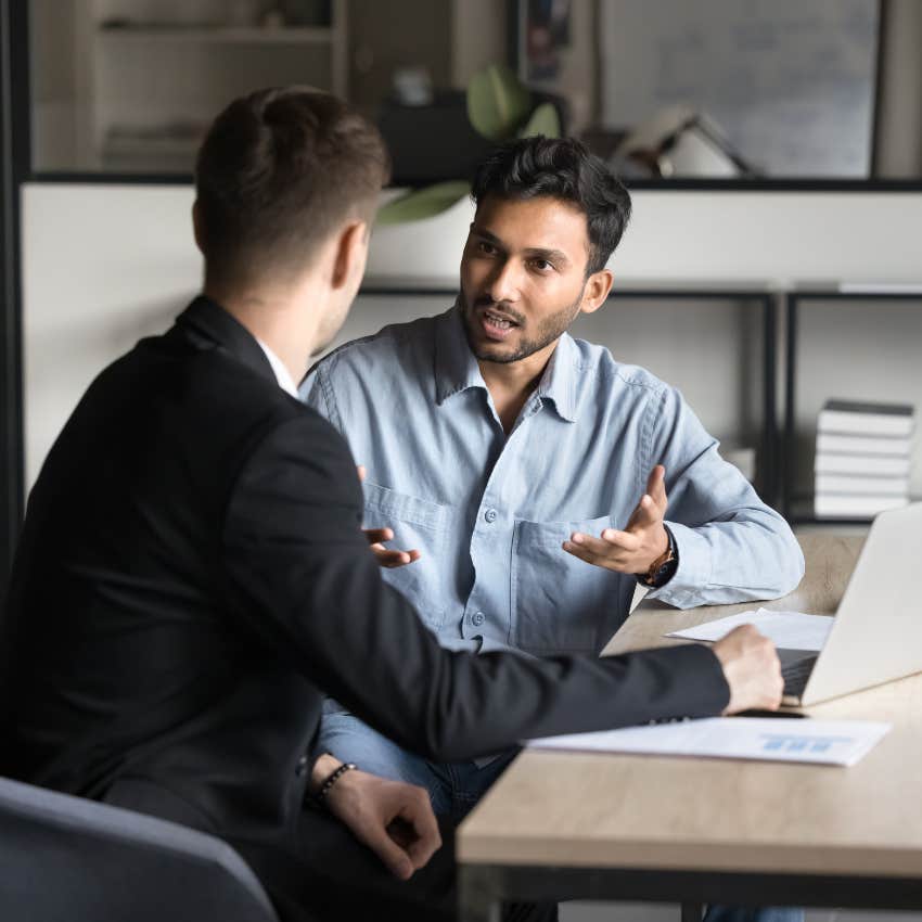 man in interview understands it's risky to answer the salary expectation question