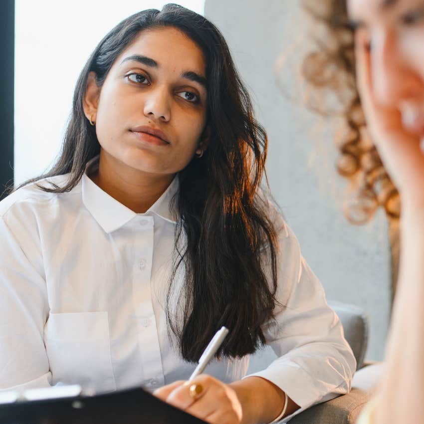 high-IQ woman who's not afraid to say no to her friend