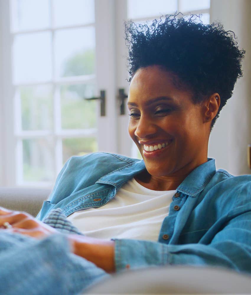 confident person thinks happy thoughts