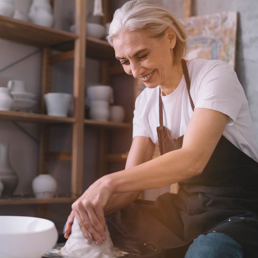 older woman experimenting in her life with new hobbies