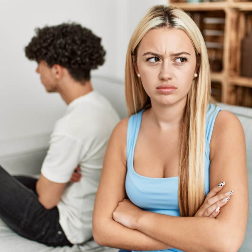 millennial woman in a toxic relationship turned away from partner