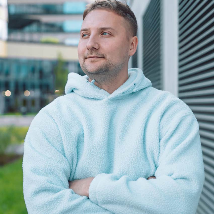 Gen Z man wearing athleisure outside