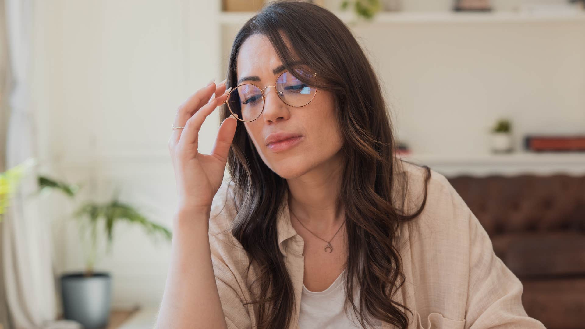 Woman needing patience and self-control at home