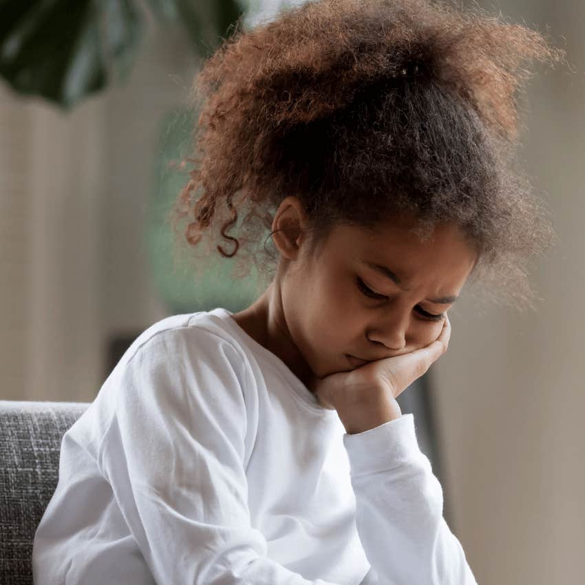 Little girl navigating silence and awkwardness at home.