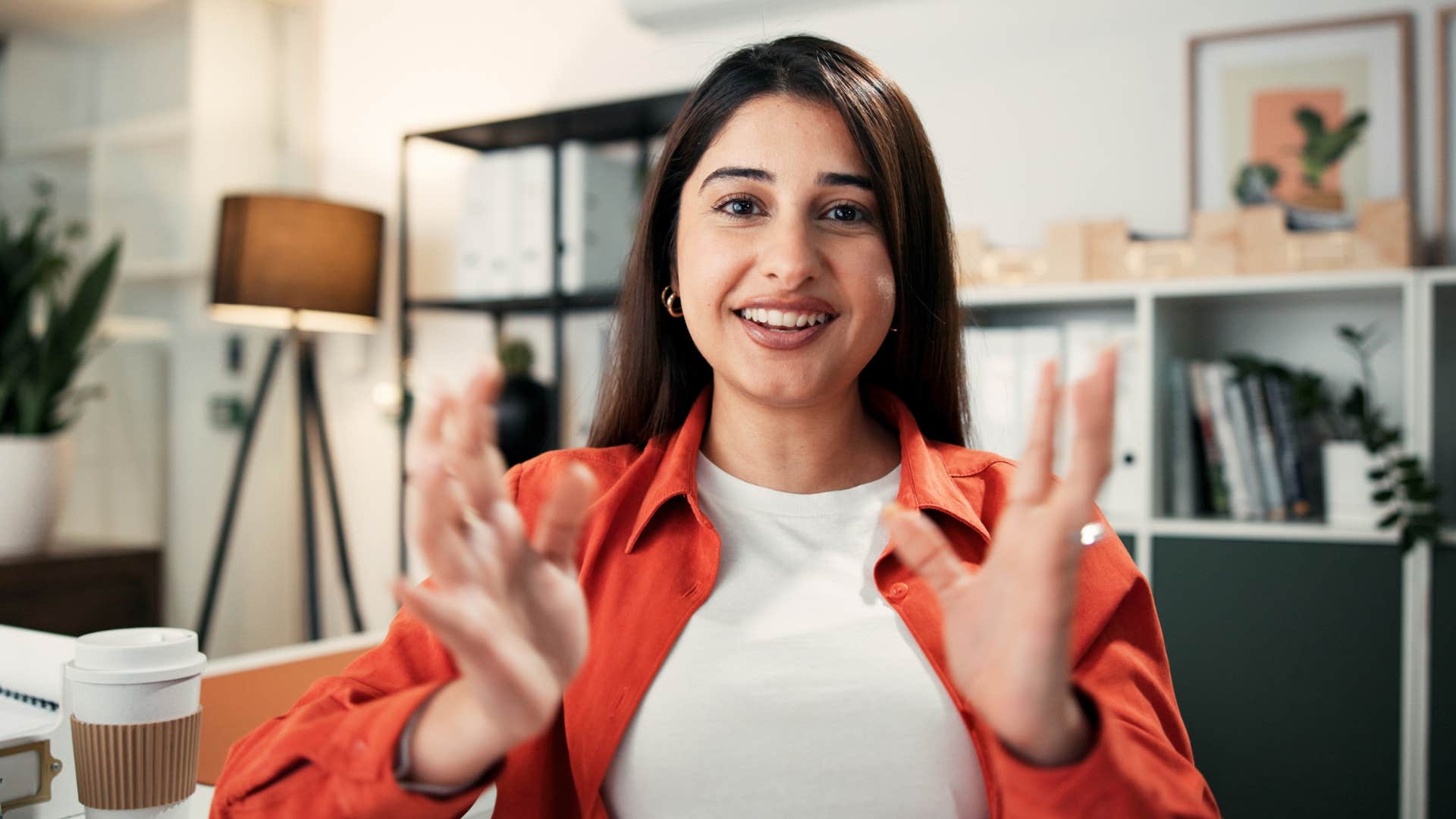 woman talking to camera