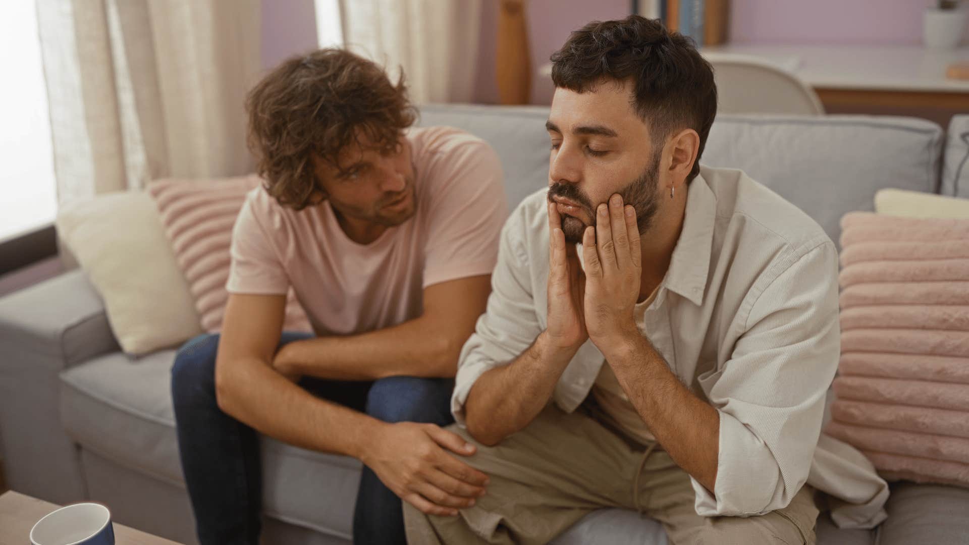 intelligent man comforting his partner asking how can we make this simpler