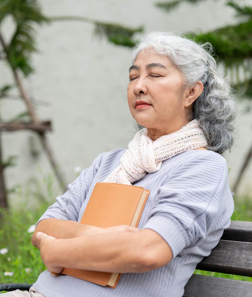 calm person with book showing reading goal