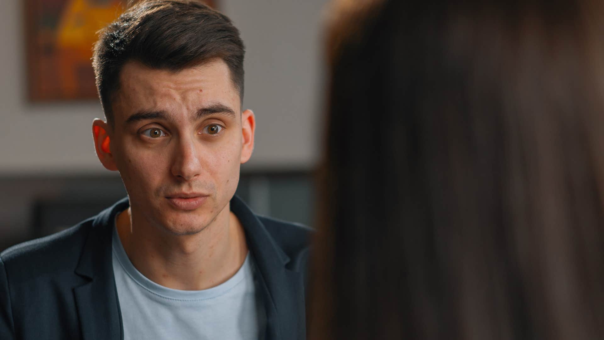 Man with a high IQ making conversation awkward by saying that's not what I meant