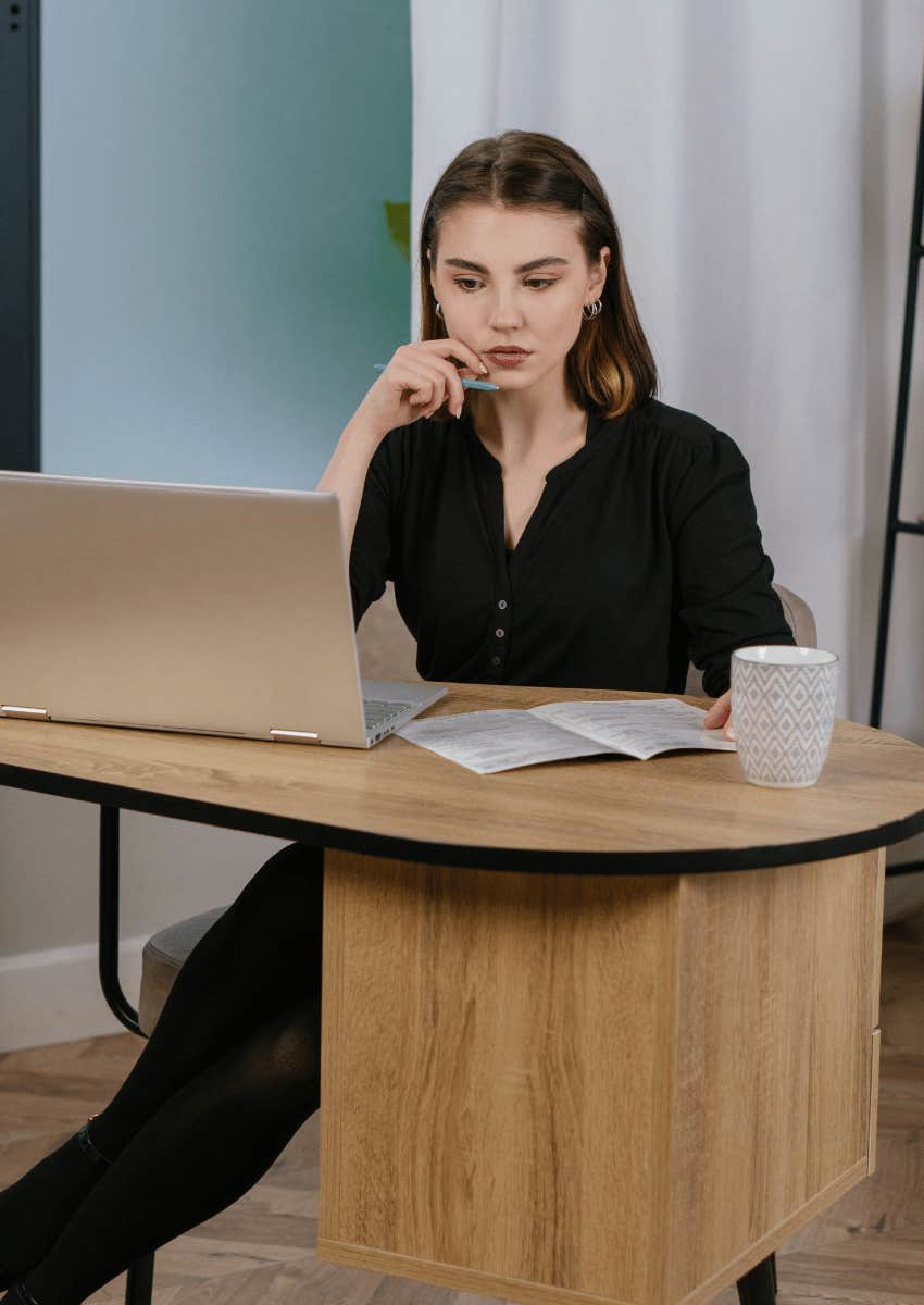 professional woman focused on her work
