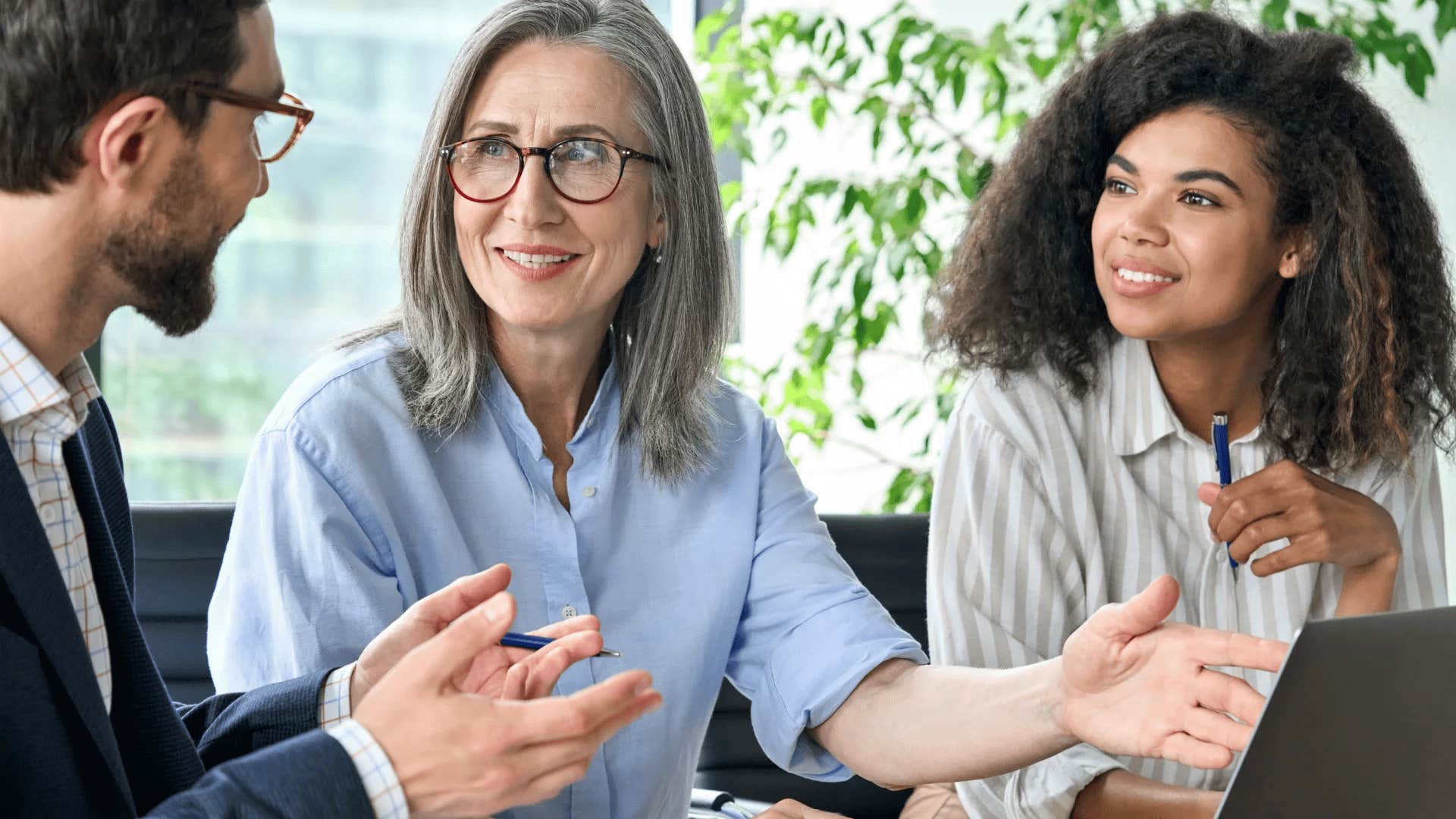 intelligent woman asking thoughtful questions at work