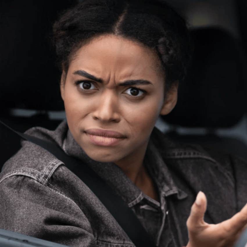 Woman who had a painful childhood looks shocked