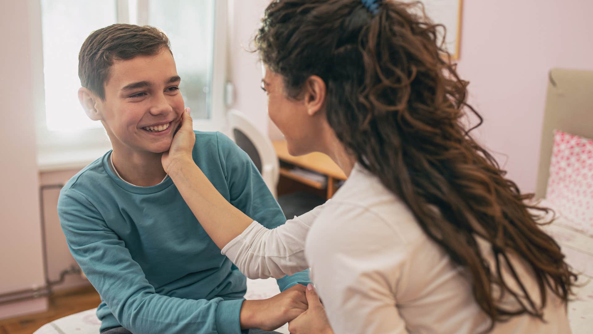genuinely good mom encouraging son to be grateful