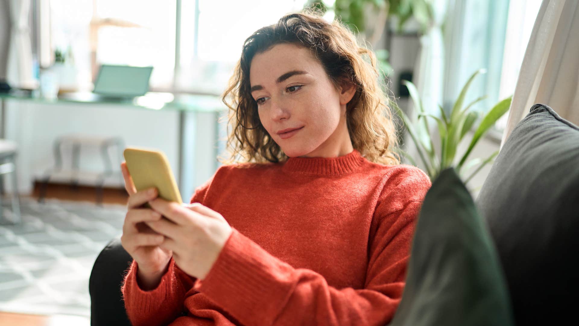 woman with inner strength texting others for support
