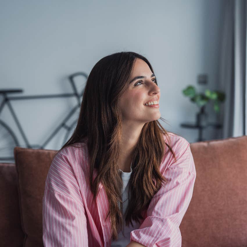 happy woman thinking about new opportunities
