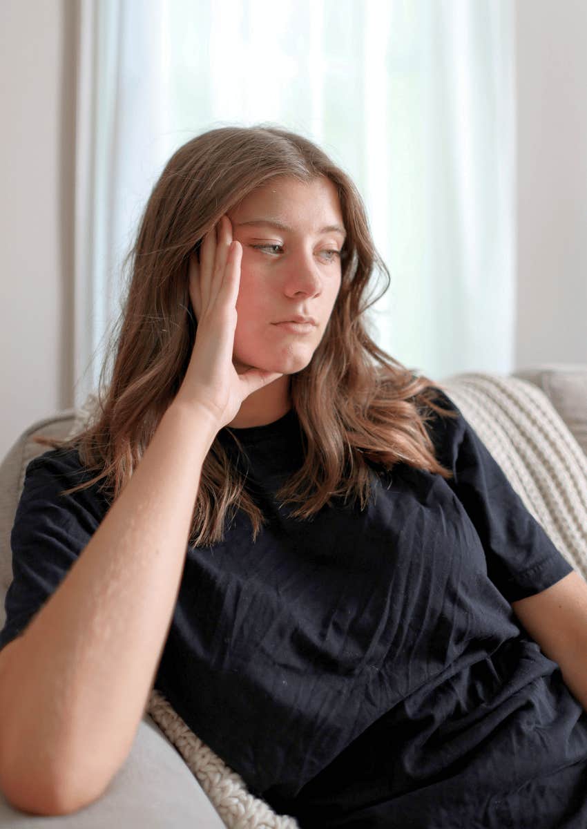 sad woman looking away