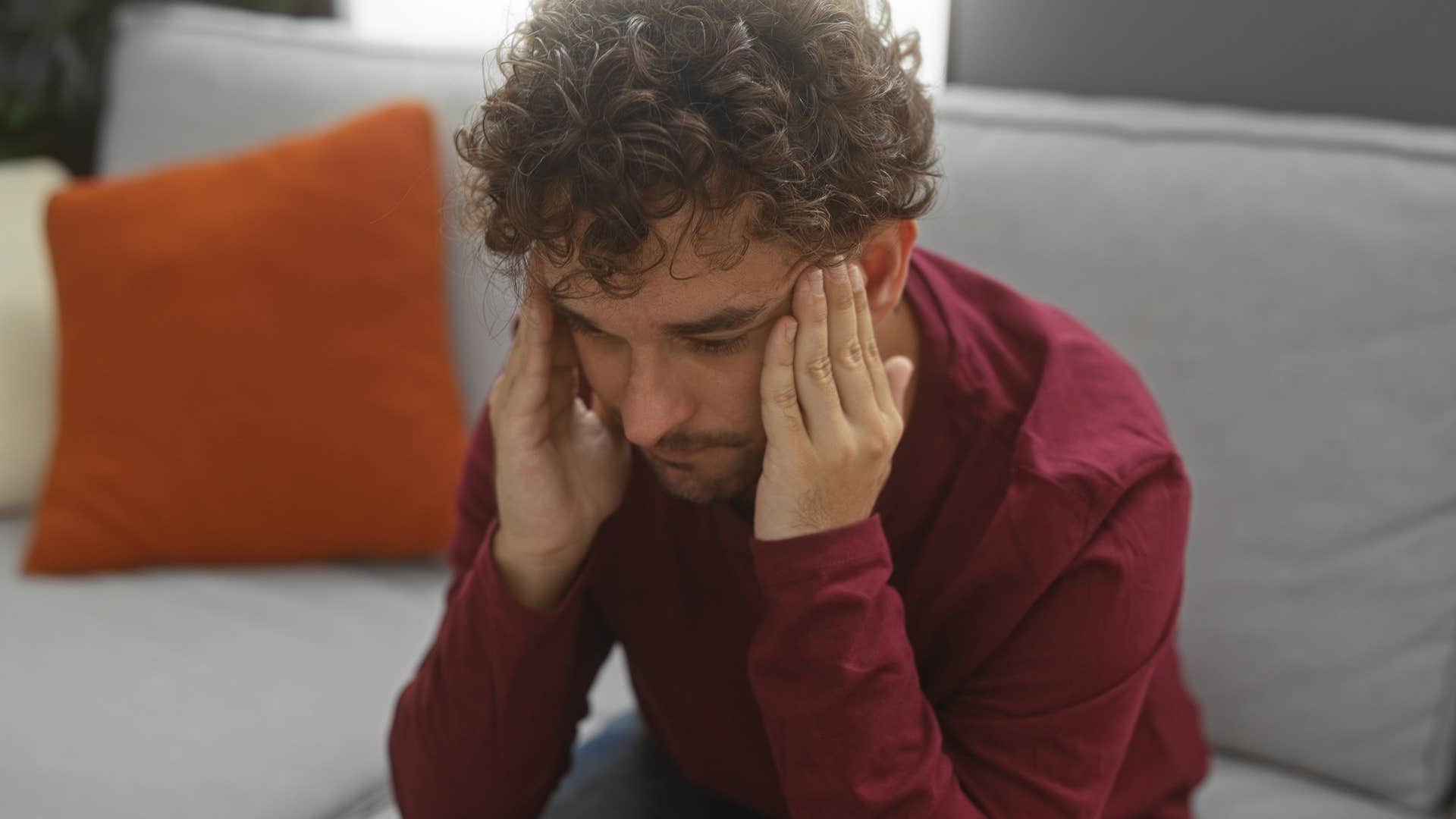 man who's always on edge sitting at home worrying