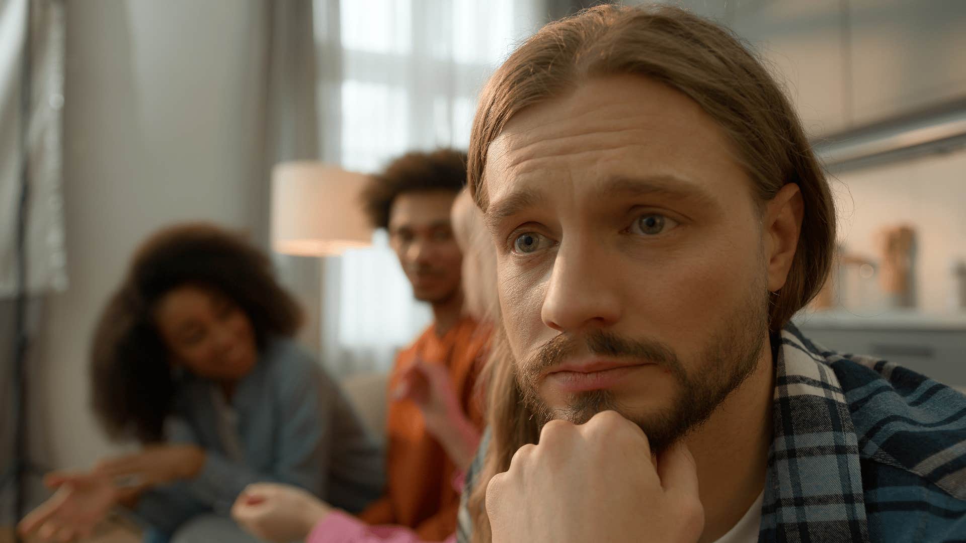 man who can't do anything alone hanging out with friends